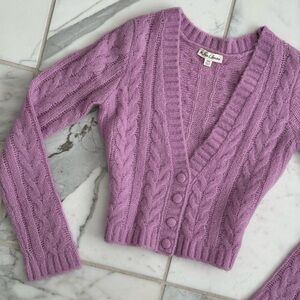 For Love And Lemons Purple Cable Knit Cardigan